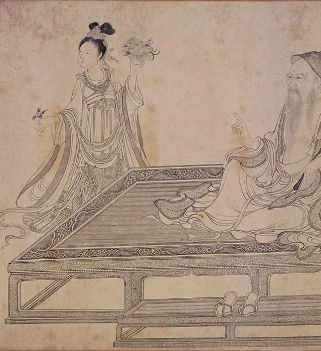 传李公麟白描画《维摩演教图》卷_12