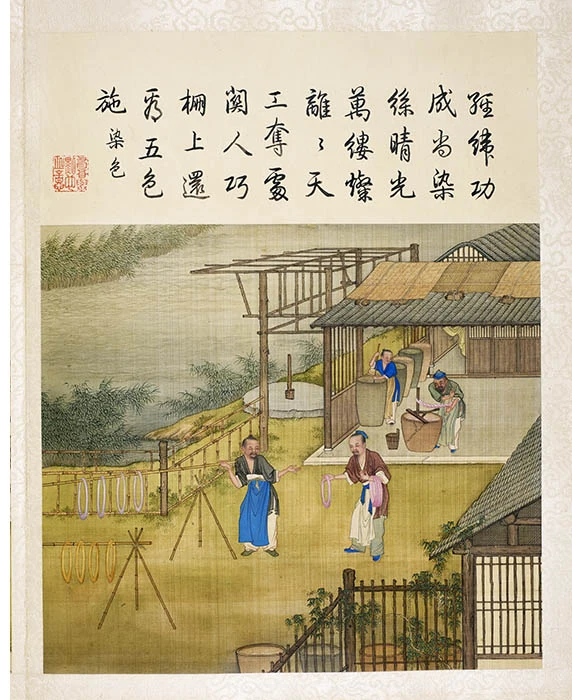 陈枚《耕织图册·染色》