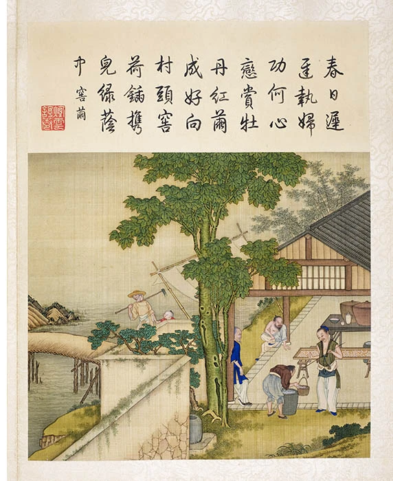 陈枚《耕织图册·窖茧》