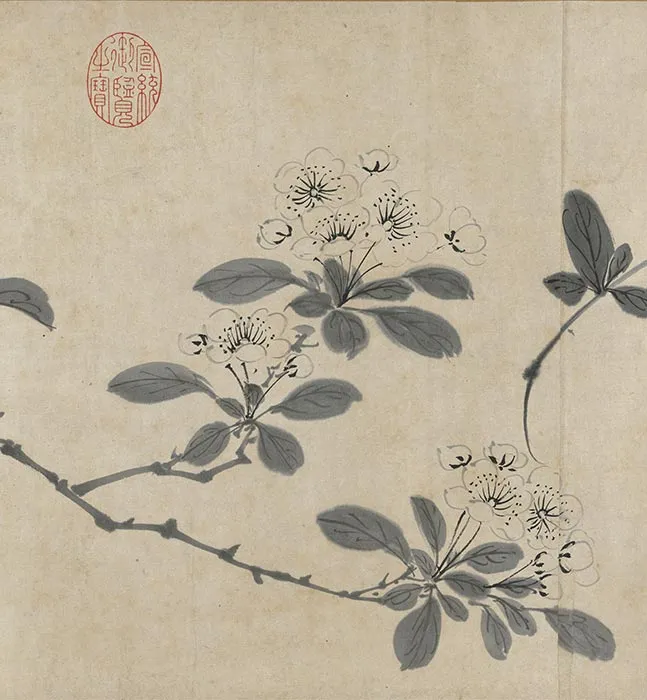 陈淳水墨画花卉卷_21
