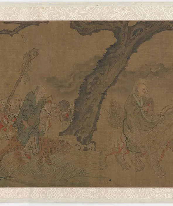 传贯休罗汉渡水图卷_06