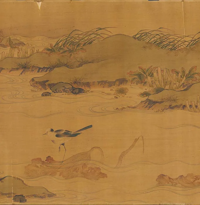 传黄筌山水花鸟《茶梅㶉鶒图》卷_10