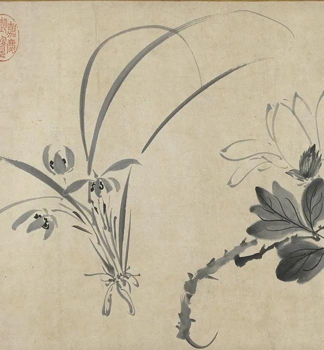 陈淳水墨画花卉卷_23