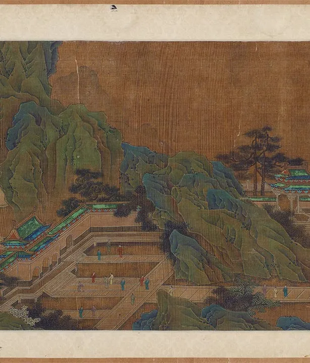 青绿山水楼阁画《阿房宫图》卷_07