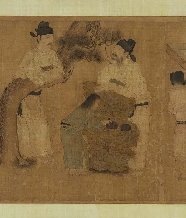传五代周文矩《琉璃堂人物图》卷_05