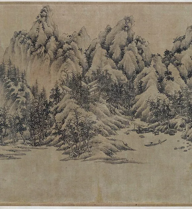 江参山水画《林峦积翠图》卷_05