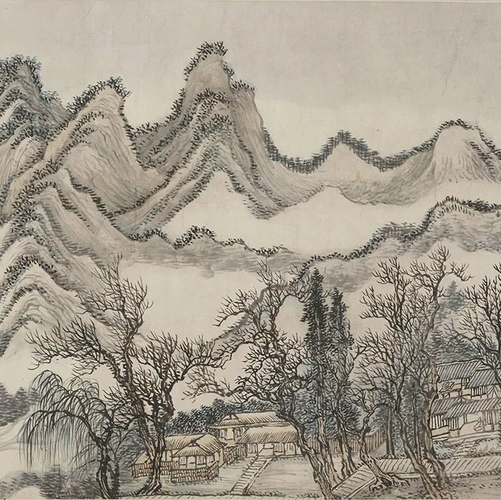 清王翚山水画《仿巨然燕文贵山水图》_04