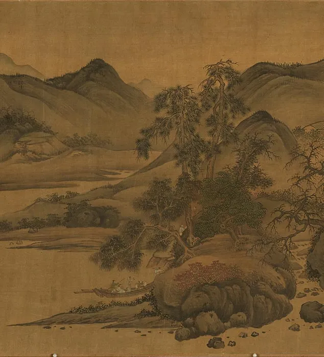 传江参山水画《秋山萧寺图》卷_08