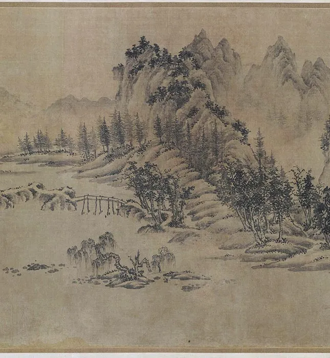 江参山水画《林峦积翠图》卷_04