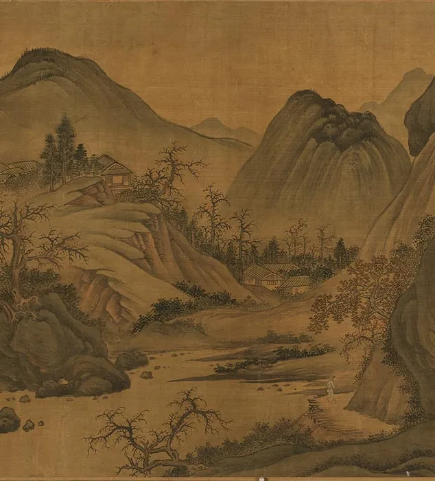 传江参山水画《秋山萧寺图》卷_09