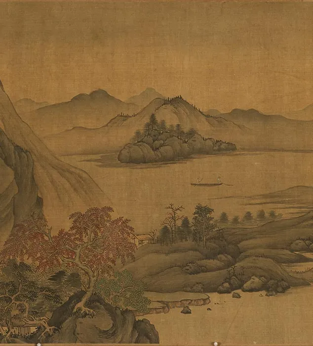 传江参山水画《秋山萧寺图》卷_12
