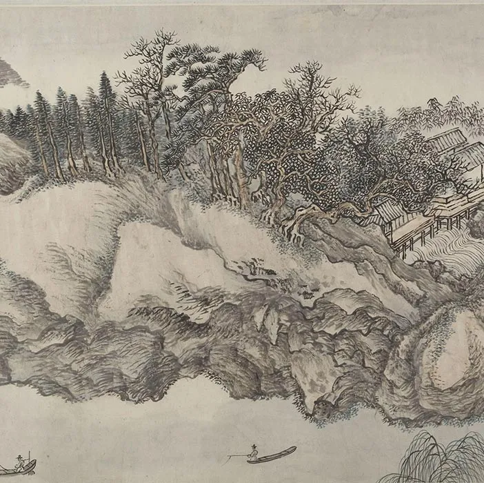 清王翚山水画《仿巨然燕文贵山水图》_08