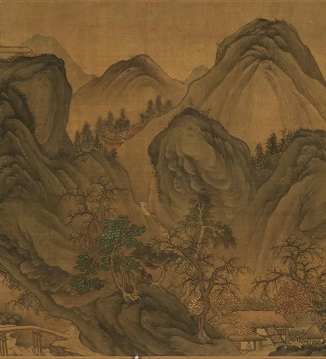 传江参山水画《秋山萧寺图》卷_11