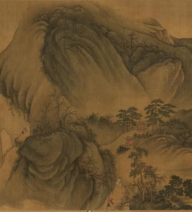 传江参山水画《秋山萧寺图》卷_05