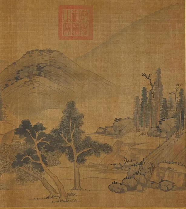 黄公望山水《仿僧巨然谿山暖翠图》卷_19