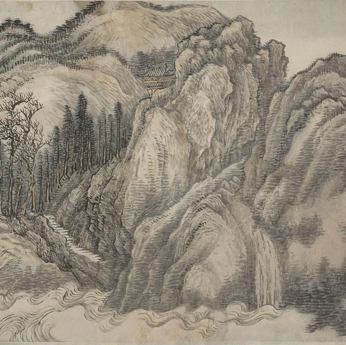 清王翚山水画《仿巨然燕文贵山水图》_12