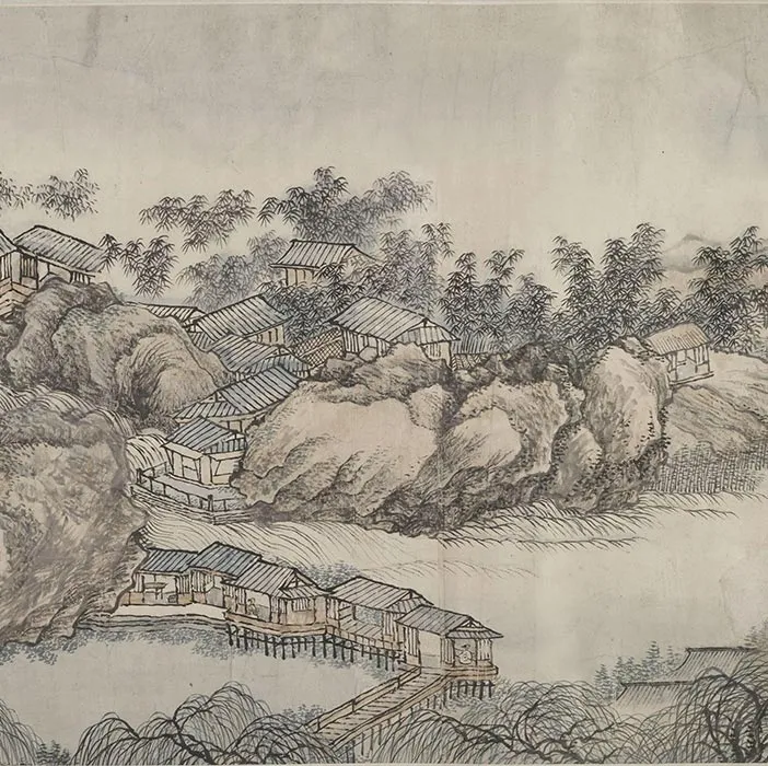 清王翚山水画《仿巨然燕文贵山水图》_09