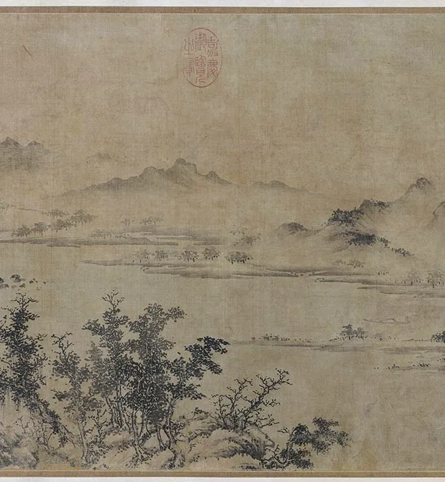 江参山水画《林峦积翠图》卷_07