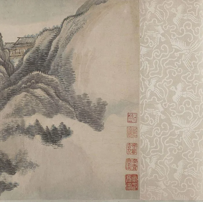 清王翚山水画《仿巨然燕文贵山水图》_13