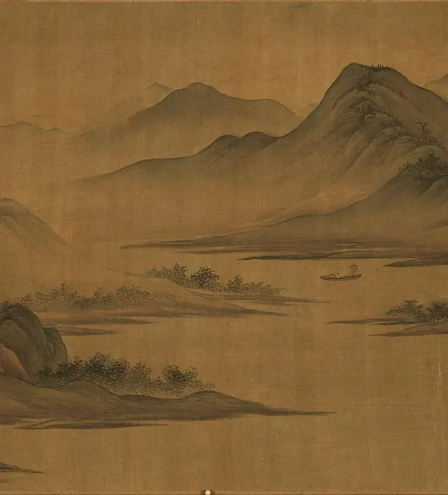 传江参山水画《秋山萧寺图》卷_07