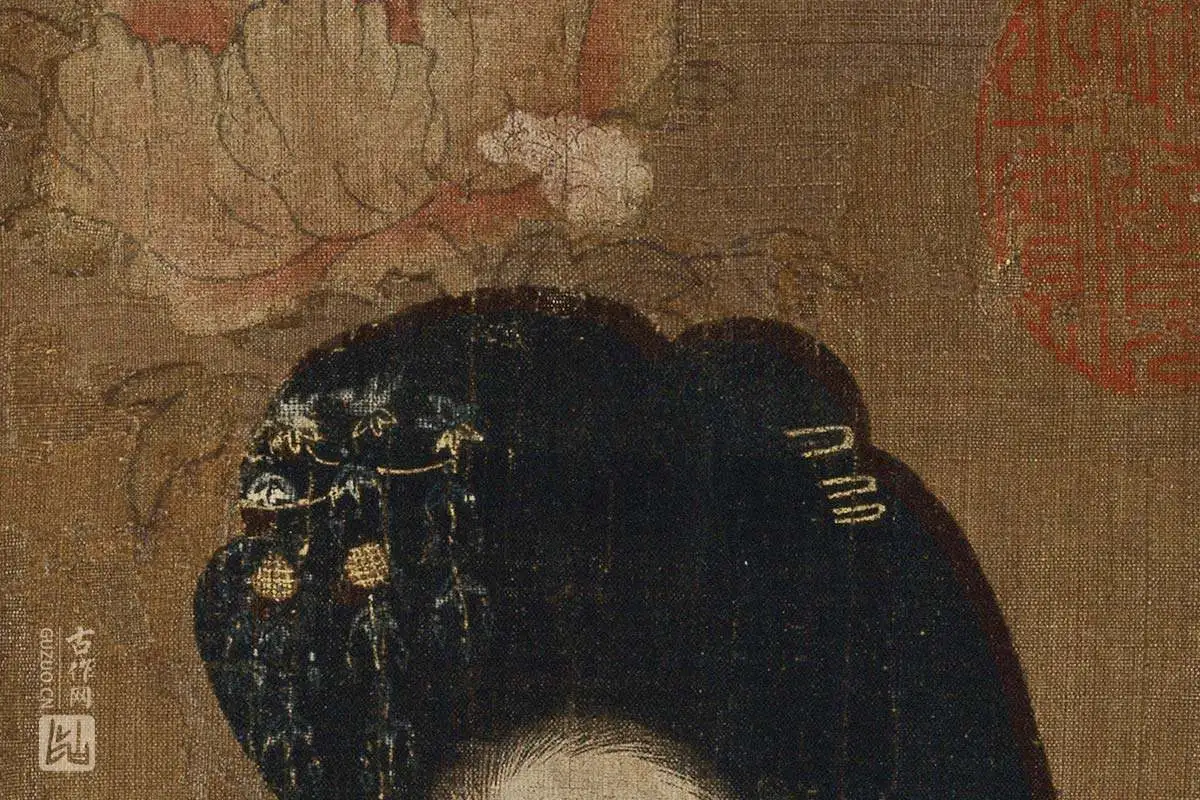 周昉代表作《簪花仕女图》 - 国画高清图片下载- 集古作网