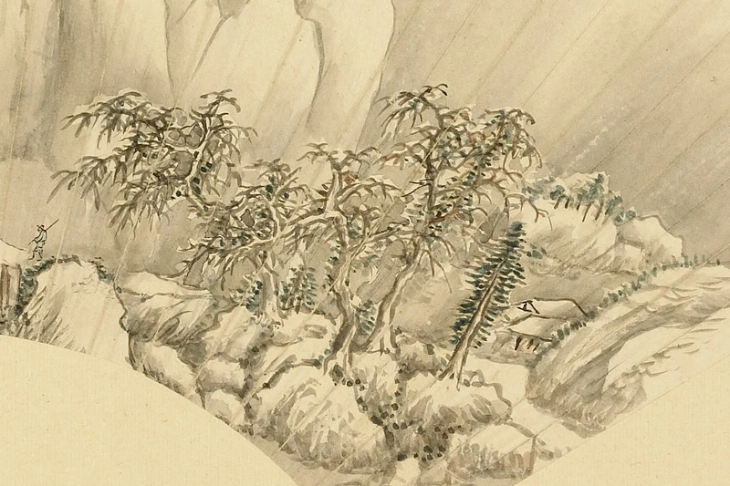 清·马昂《仿郭熙溪山雪霁图》扇面- 国画作品高清大图下载- 集古作网