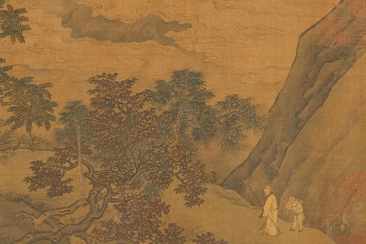 李唐山水画《唐松壑流泉》卷- 国画作品高清大图下载- 集古作网