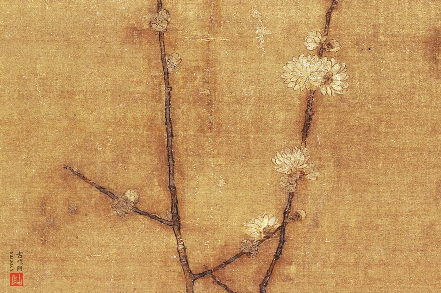 二玄社　宋徽宗/ 趙佶 「蝋梅山禽図 鳥と梅の花の水墨画 掛軸　入手困難 二玄社 宋徽宗/ 居っ 趙佶 「蝋梅山禽図 鳥と梅の花の