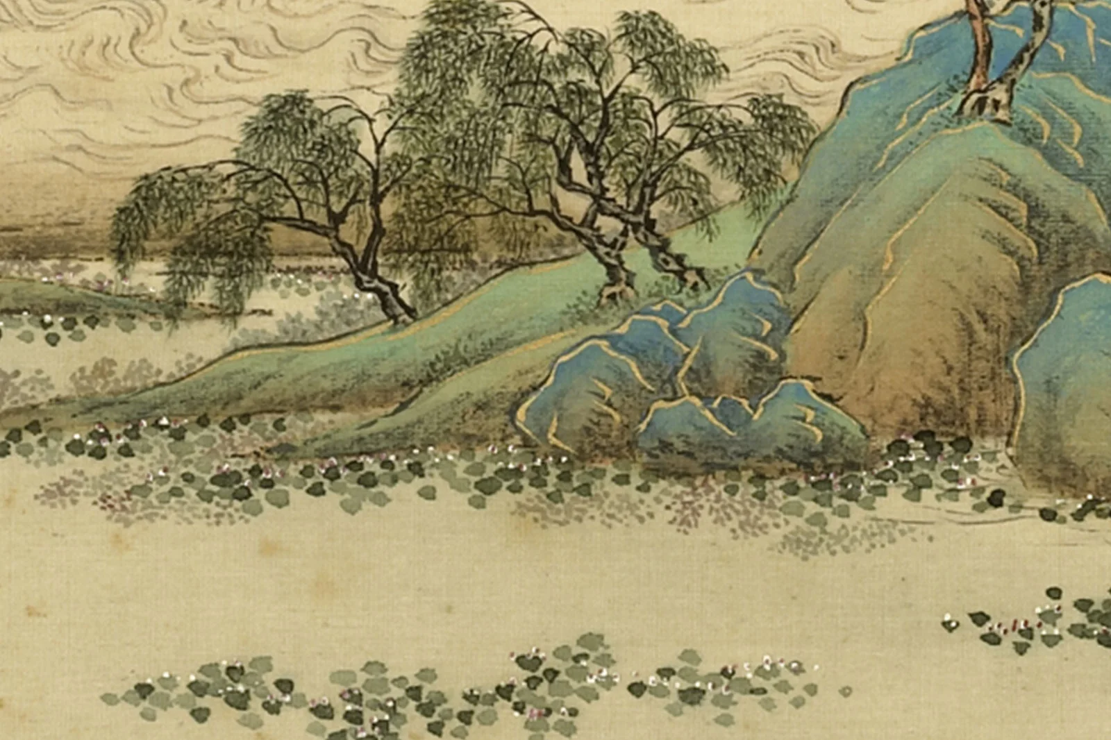 清·周鲲《仿李思训夏日幽居》夏景青绿山水画页- 国画作品高清大图下载