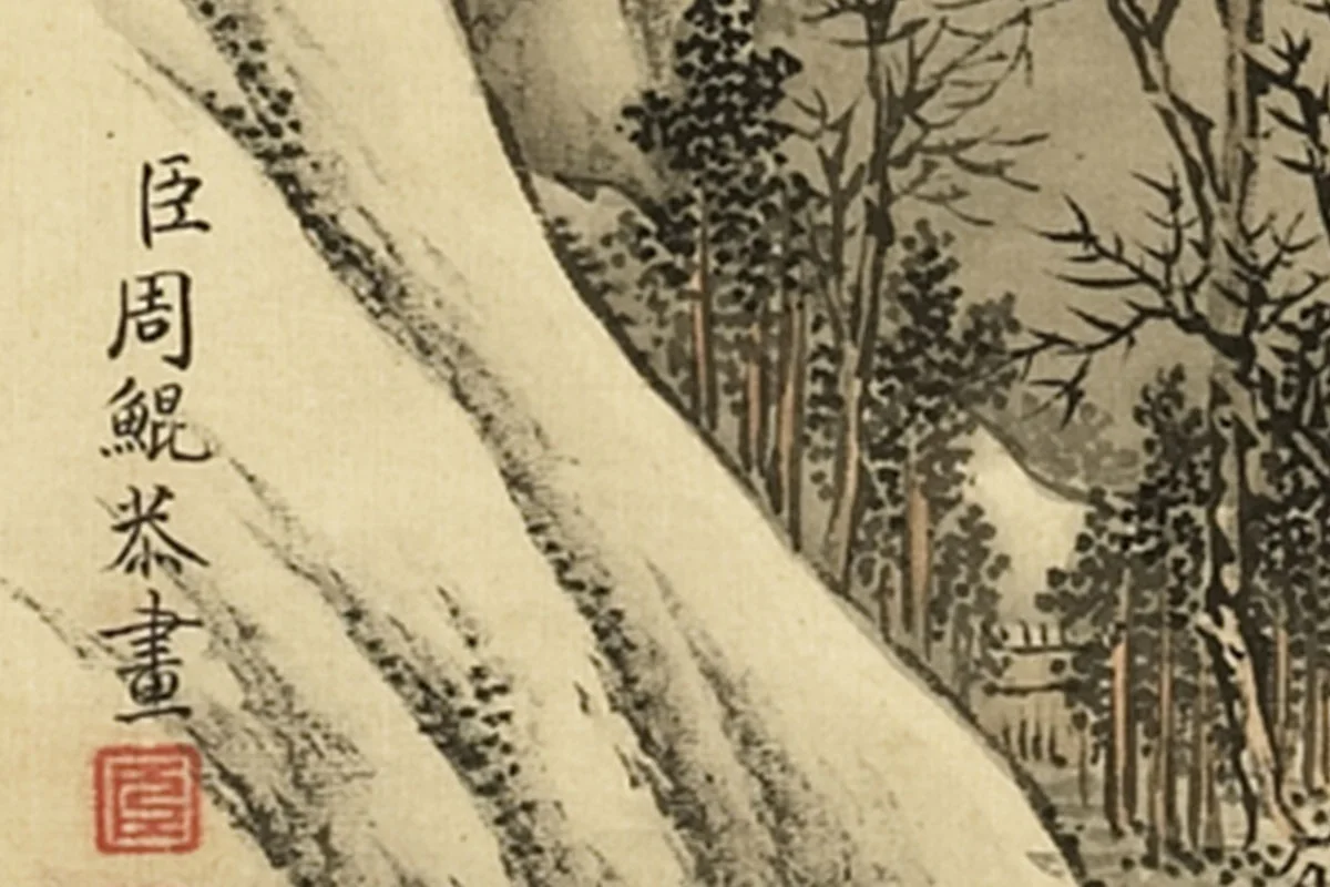 模写】【一灯】pt8675〈谷文晁？〉美品 楼閣山水図 小品 二重箱 文人画