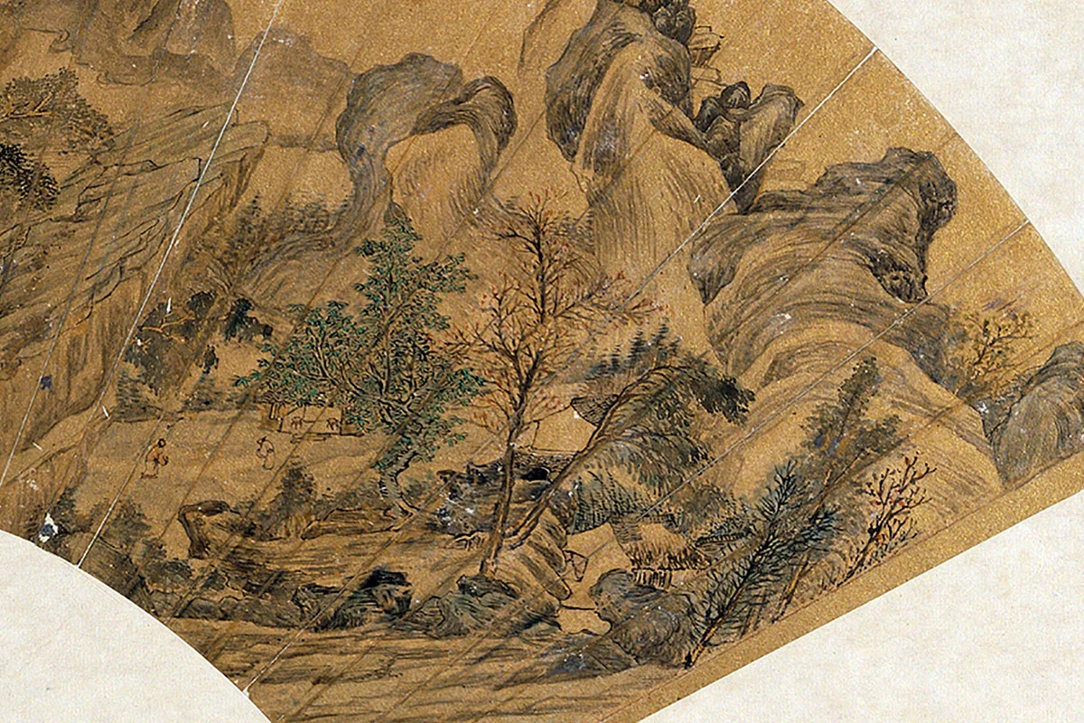 丁云鹏山水画扇面《法郭熙笔意》页- 国画作品高清大图下载- 集古作网