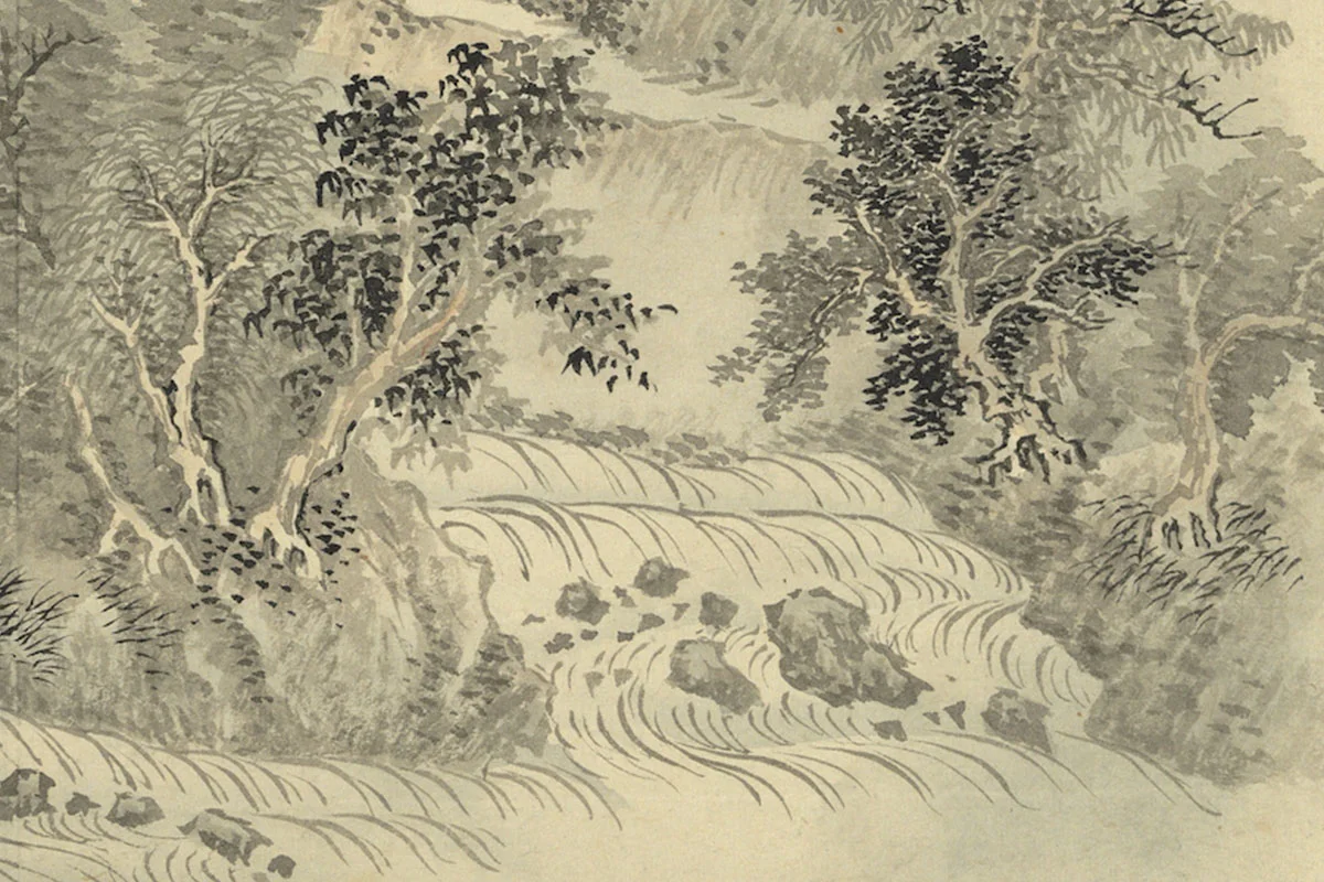 王翬　宿雨曉煙図（原寸大）水墨画 清　中国 山水風景　二玄社 For Sale）大名家方向老师作品（收藏聯繫） #中国画#国画#国画