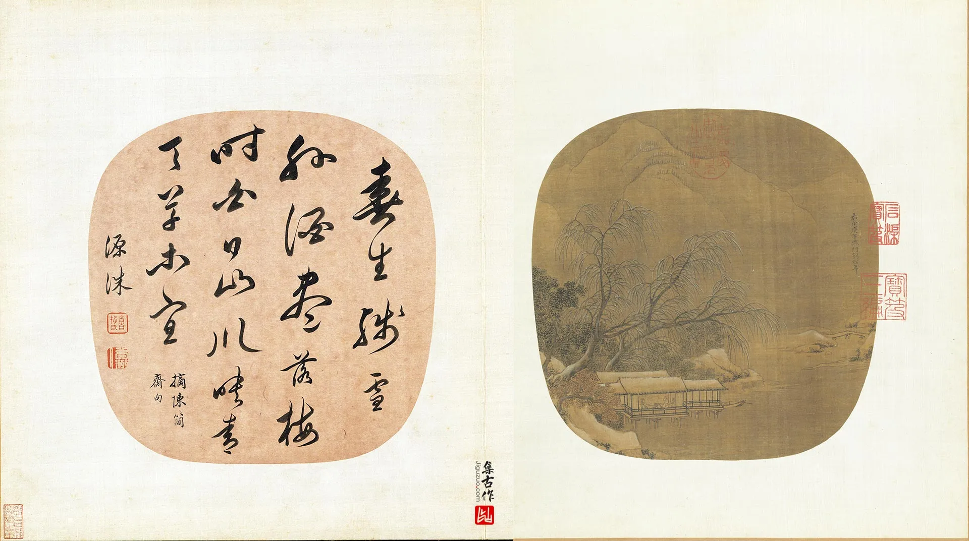 刘松年《柳桥雪阁图》团扇页