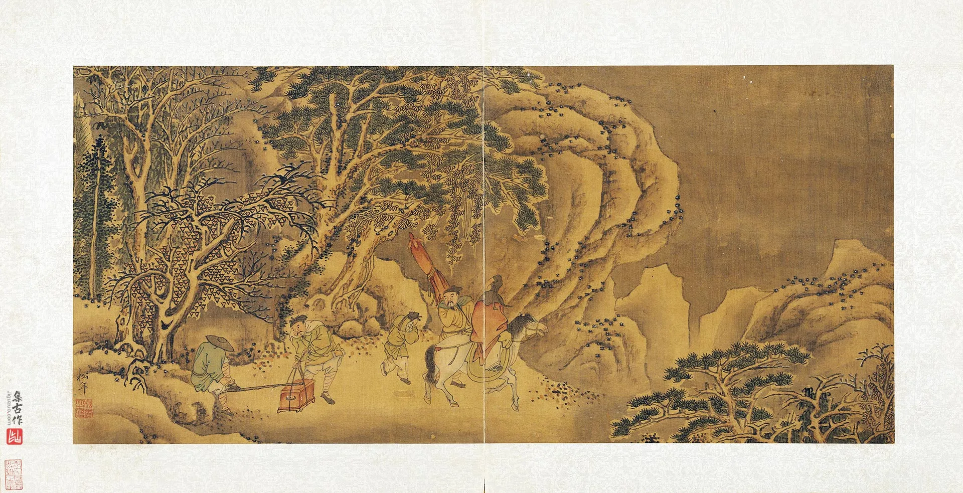 刘松年山水人物《雪山行旅图》
