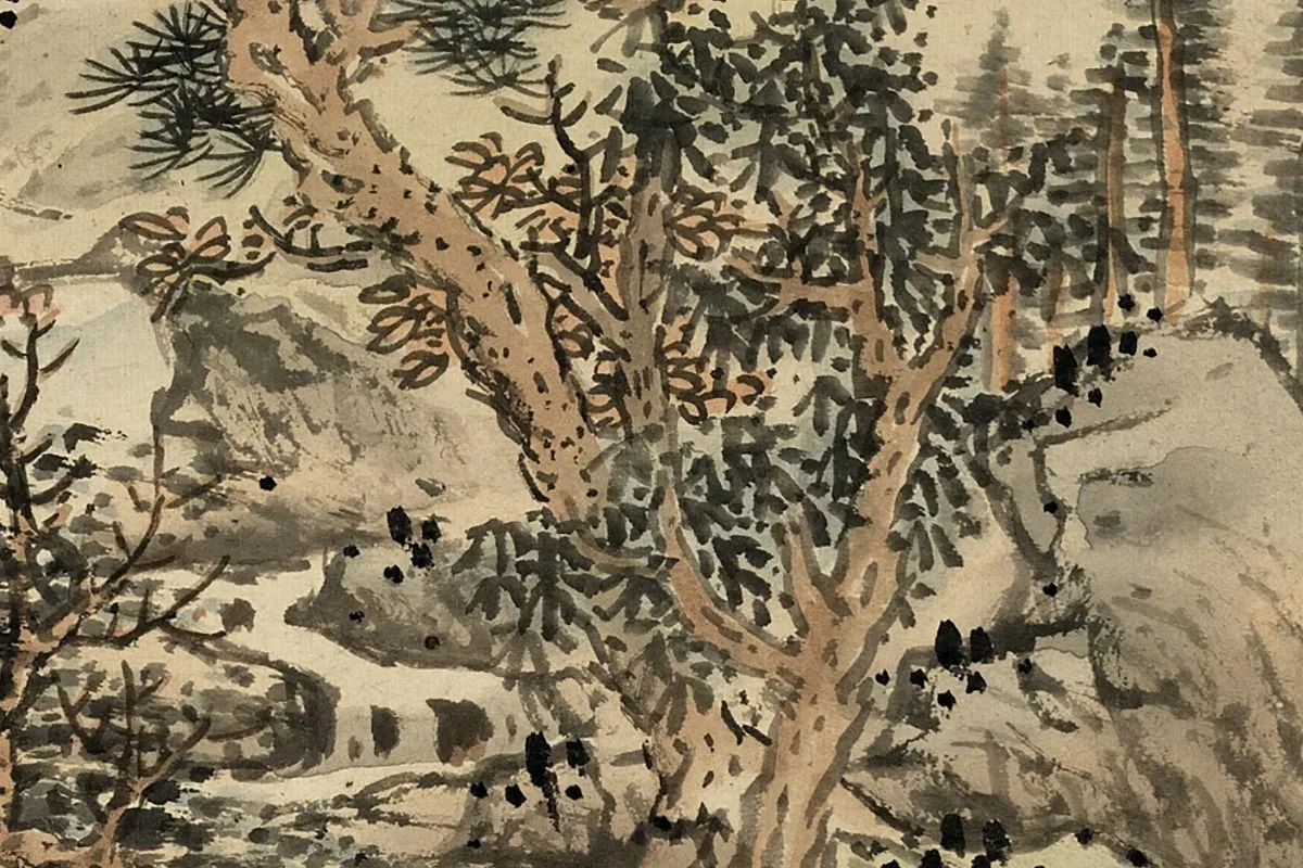 蓝瑛临荆浩山水画法- 国画作品高清大图下载- 集古作网