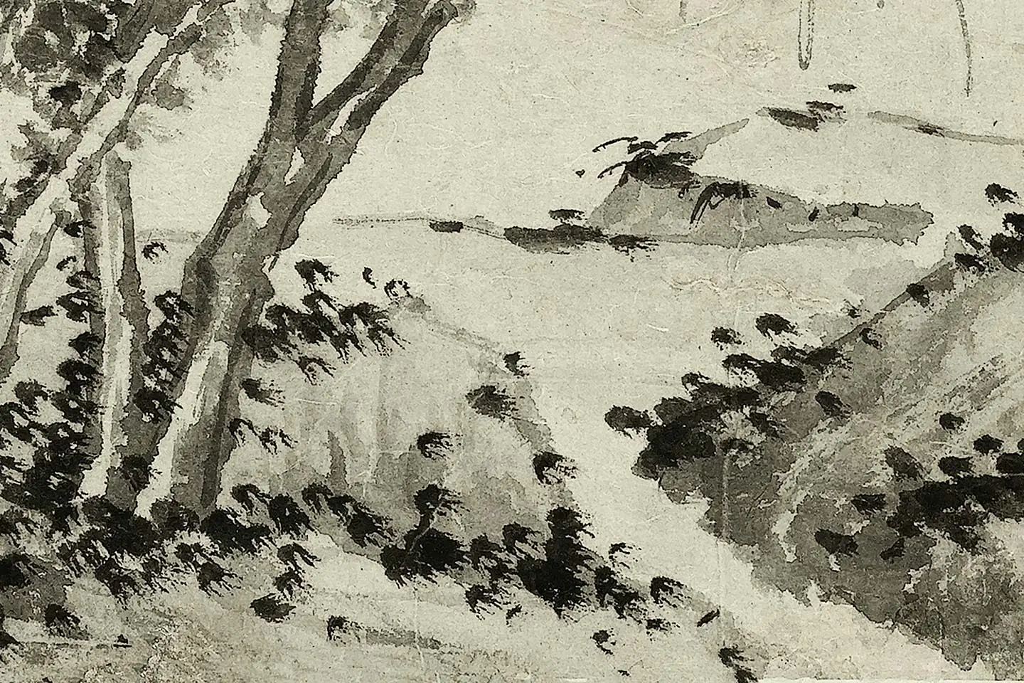 沈周水墨山水《垂钓图》页- 国画作品高清大图下载- 集古作网