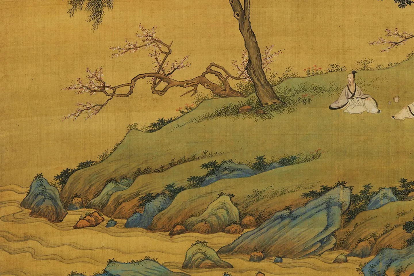 仇英 山水 仇英青绿山水《春山吟赏图》 - 国画高清图片下载- 集古作网