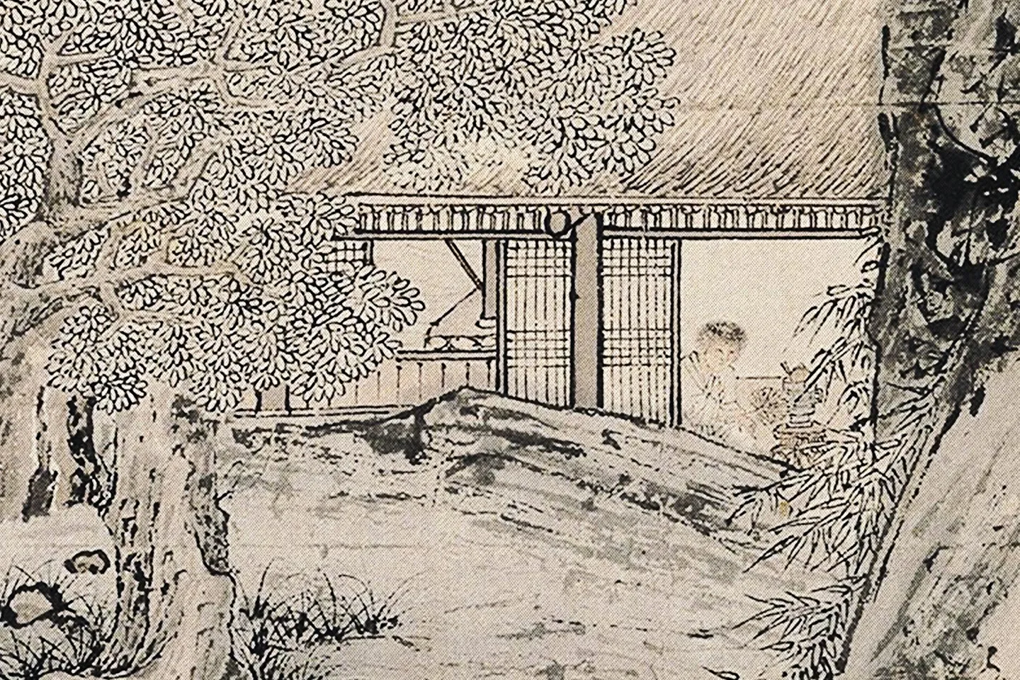 仇英山水画《渔笛图》轴- 国画高清图片下载- 集古作网