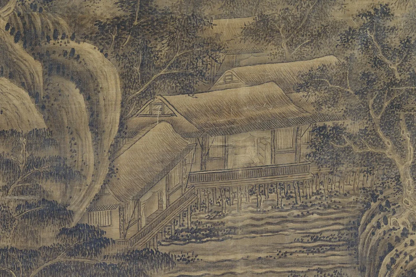 传董源山水画《夏山欲雨图》轴- 国画作品高清大图下载- 集古作网