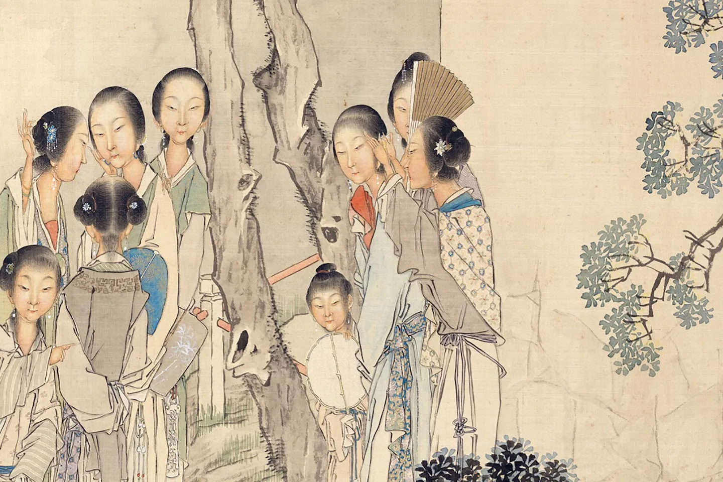 钱慧安《仿仇英仕女图》 - 国画作品高清大图下载- 集古作网