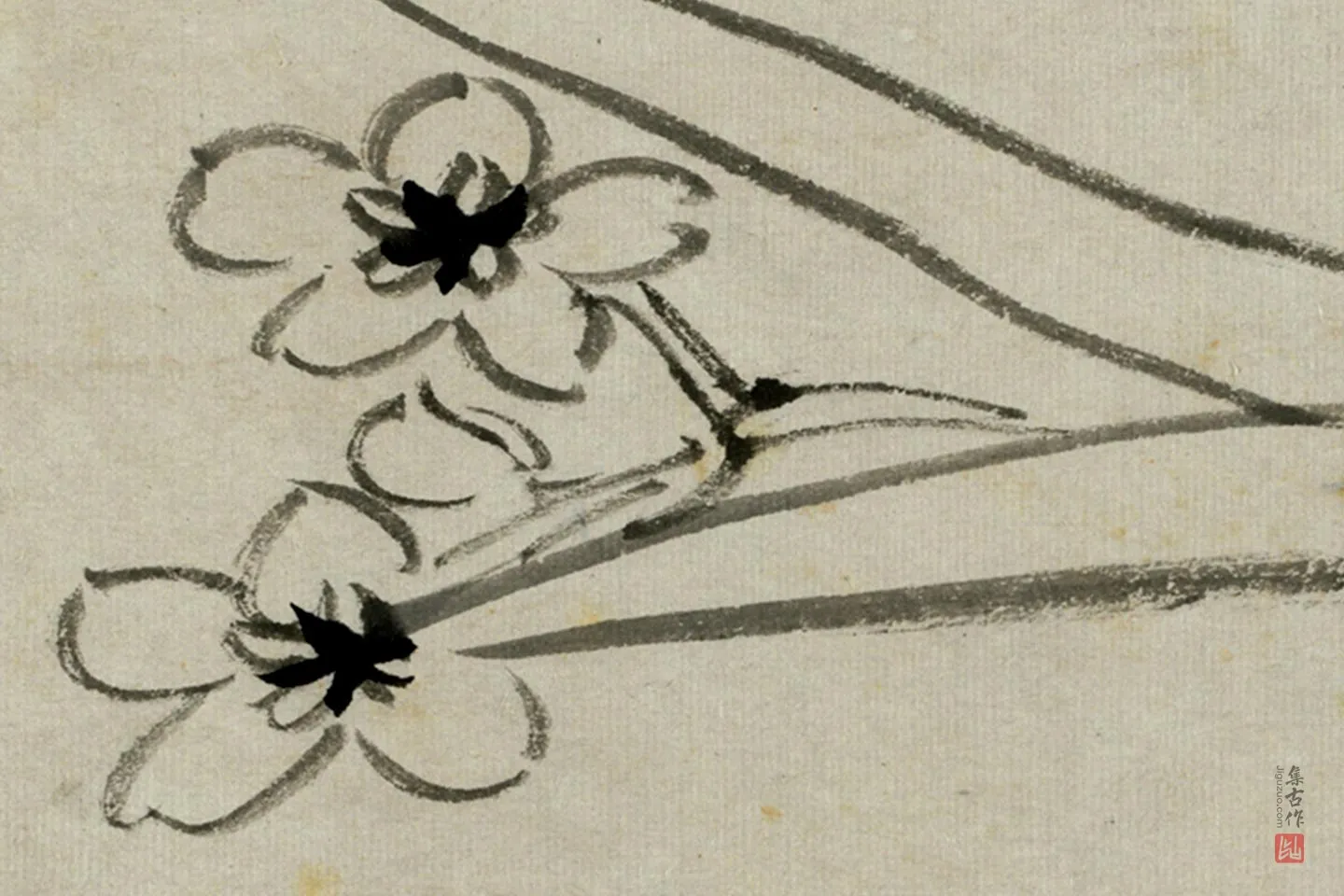 朱耷写意水墨画《水仙》页- 国画作品高清大图下载- 集古作网