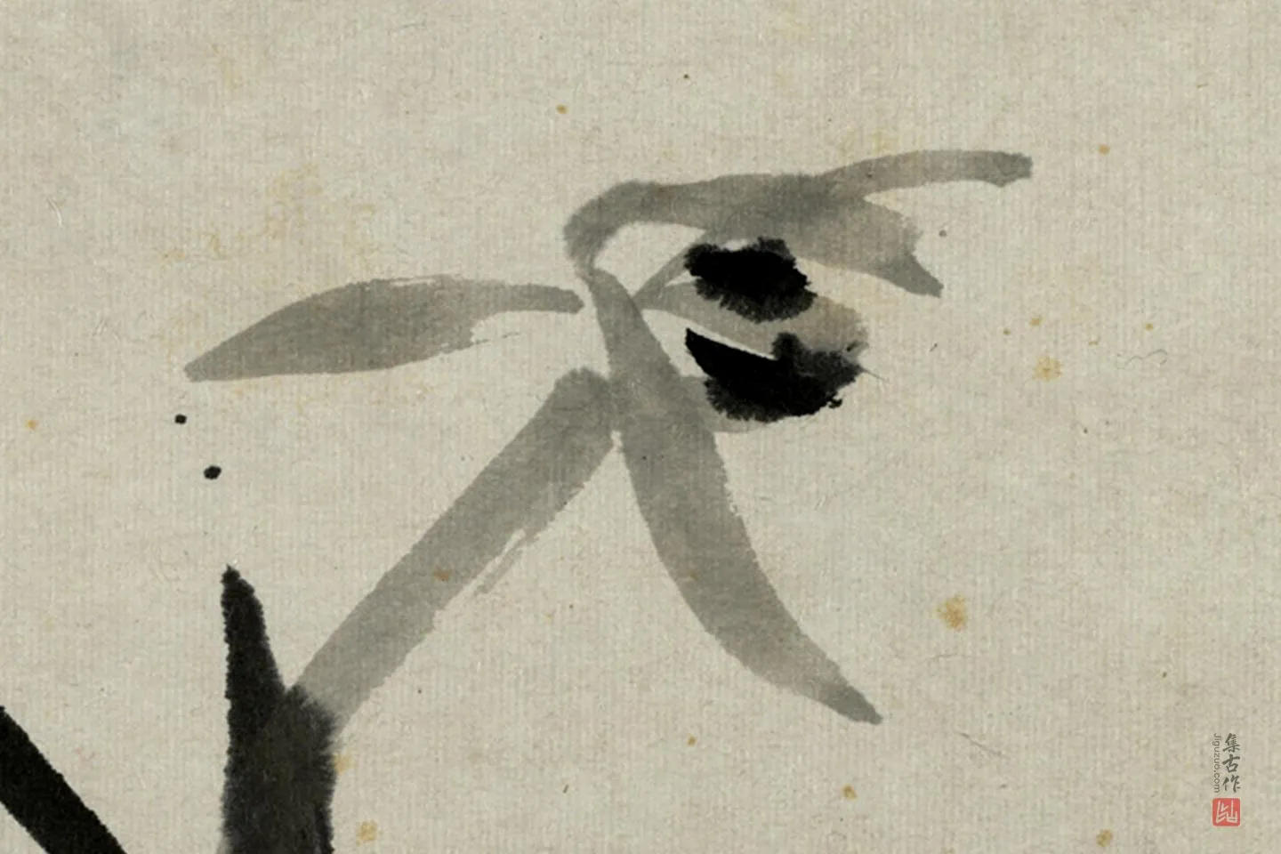 朱耷写意水墨画《兰花》页- 国画作品高清大图下载- 集古作网