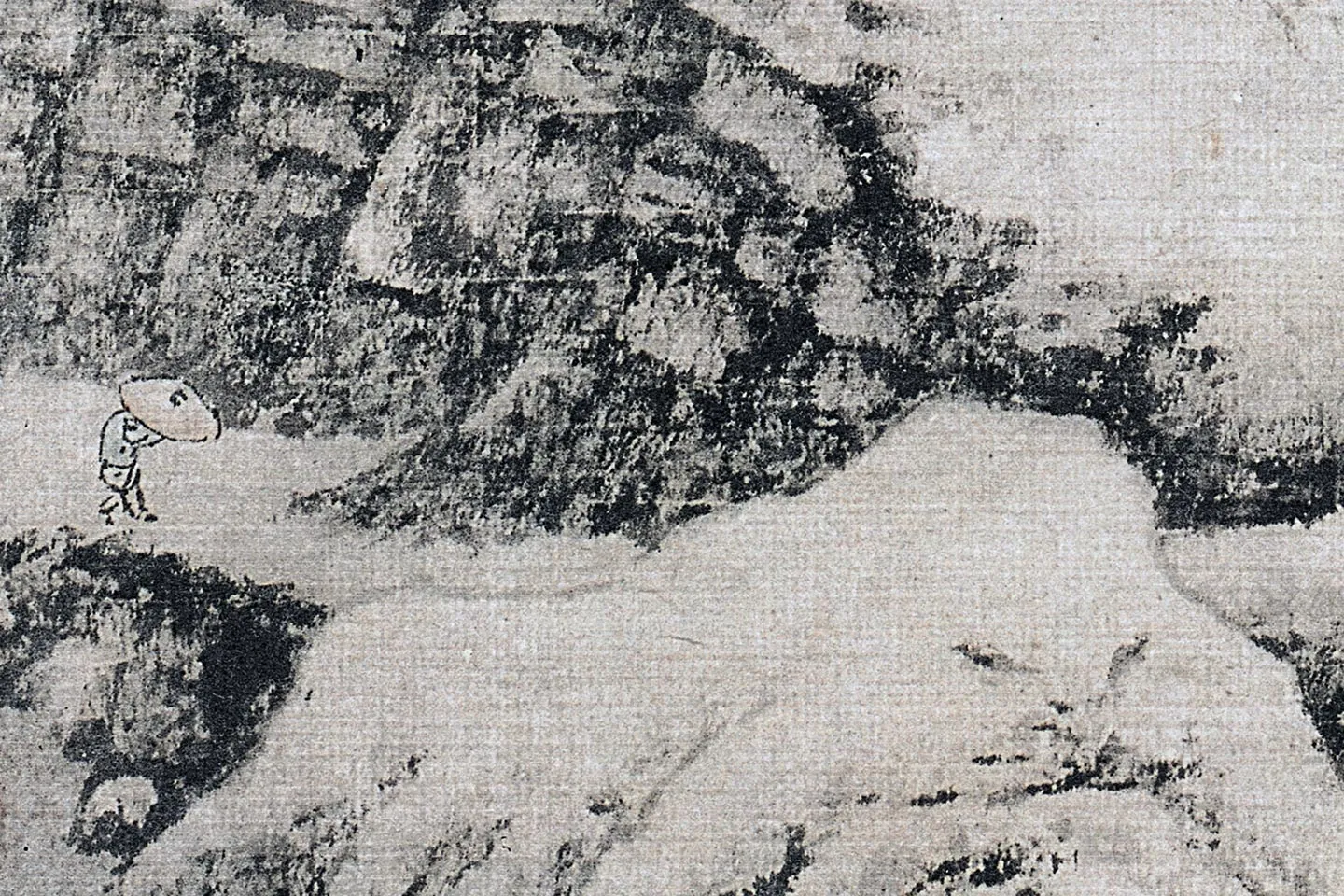 唐寅雪景山水《柴门掩雪图》轴- 国画作品高清大图下载- 集古作网