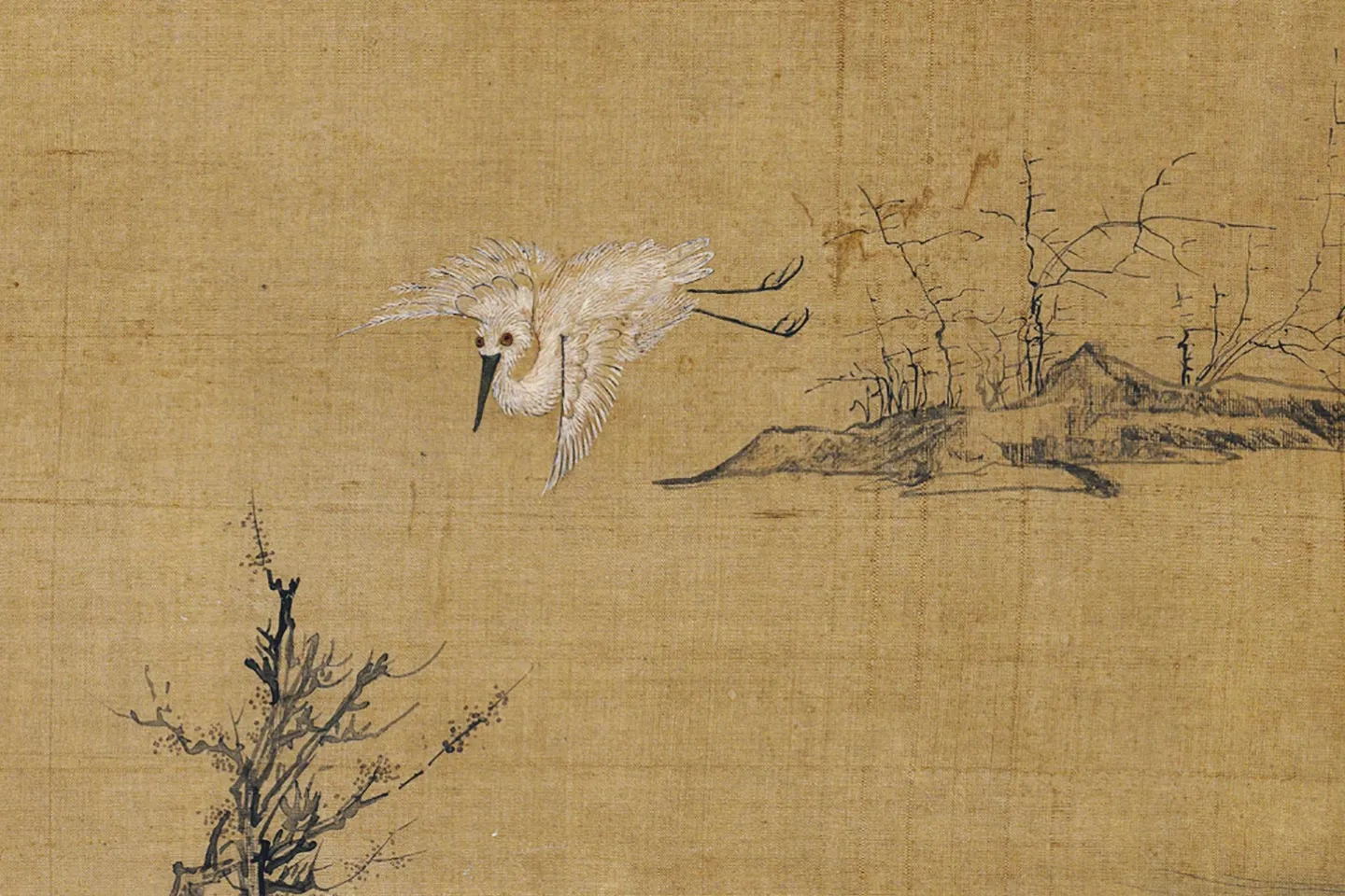 五代后蜀黄筌《临江鹭鸶图》页- 国画作品高清大图下载- 集古作网