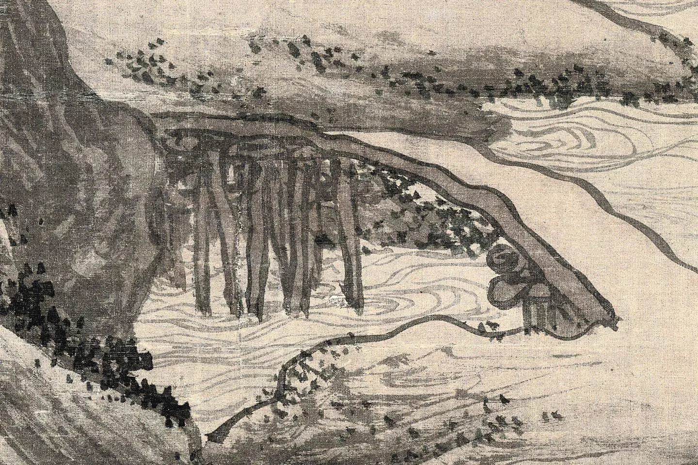 唐寅山水画《步溪图》轴- 国画作品高清大图下载- 集古作网