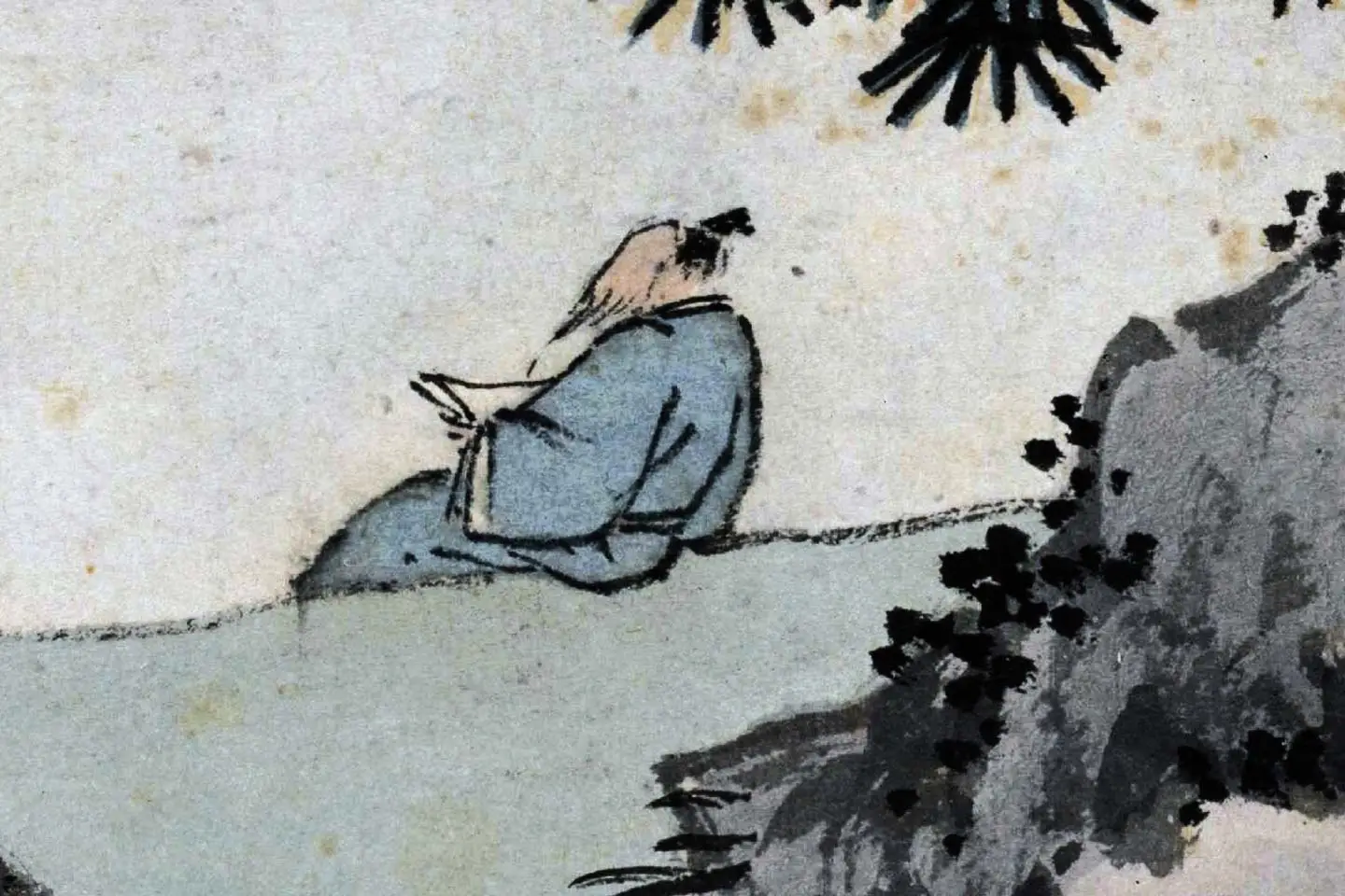 沈周山水人物画《秋山读书图》页- 国画作品高清大图下载- 集古作网