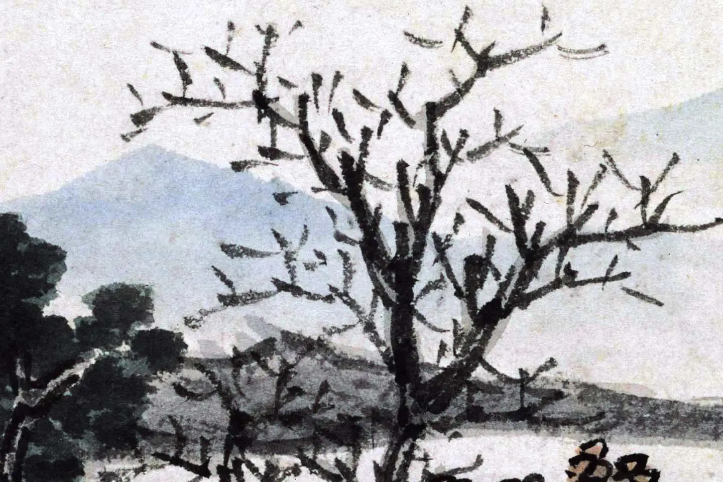 沈周水墨山水画《秋江钓艇图》页- 国画作品高清大图下载- 集古作网