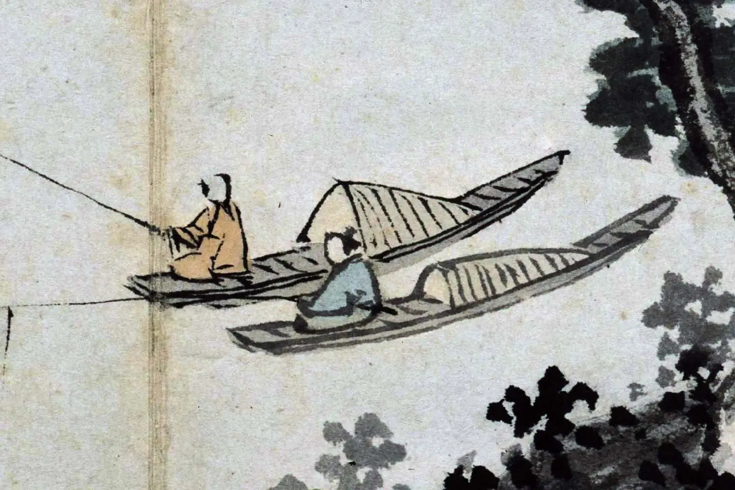 沈周水墨山水画《秋江钓艇图》页- 国画作品高清大图下载- 集古作网