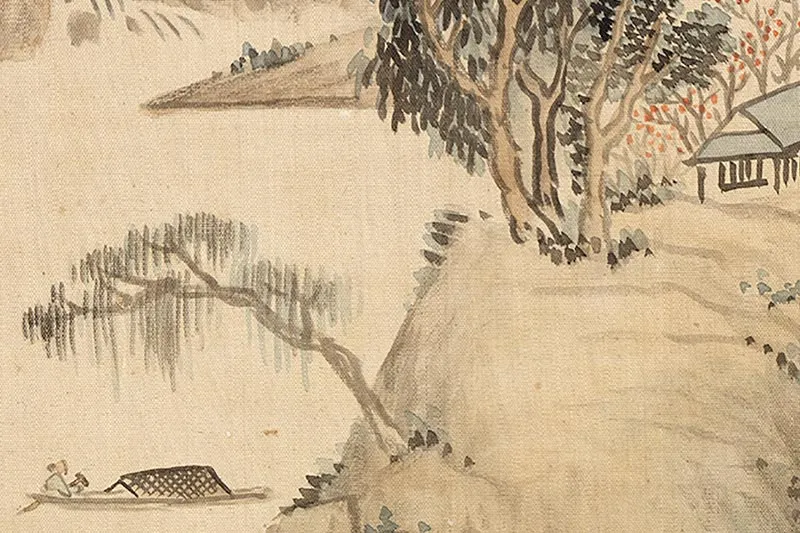 【楽天スーパーセール】 吴大澂仿石田山水团扇- 国画高清图片下载- 集古作网 絵画/タペストリー
