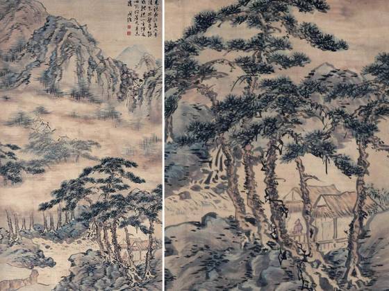 陈淳山水画《松溪草堂图》轴